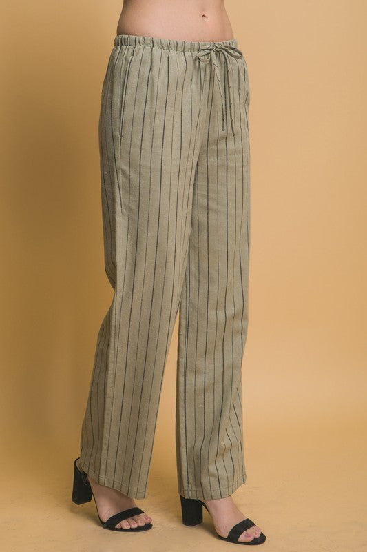 Wide Stripe Linen Pant