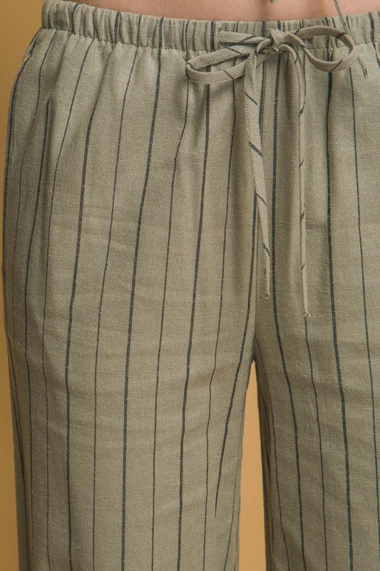 Wide Stripe Linen Pant