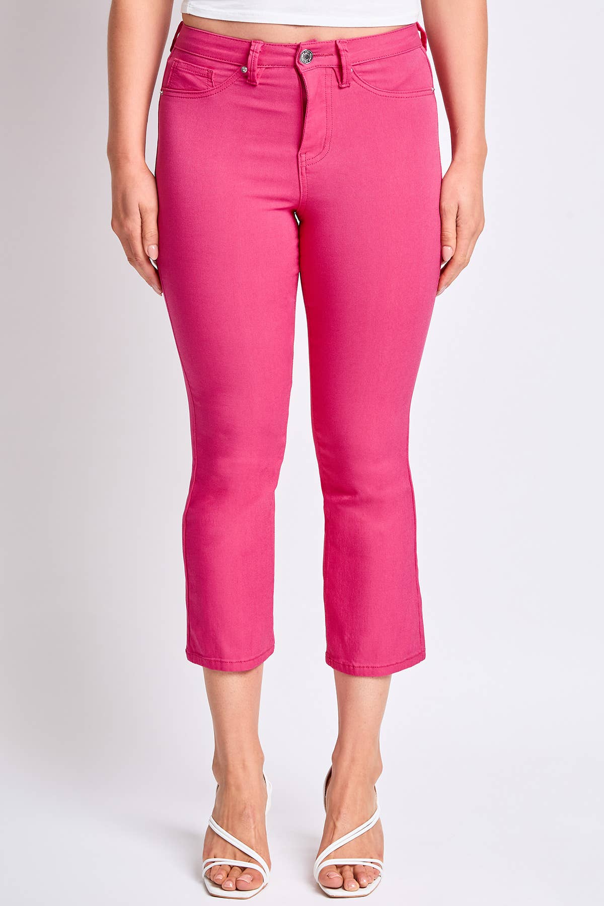 Hyperstretch Cropped Kick Flare Pants in French Pink