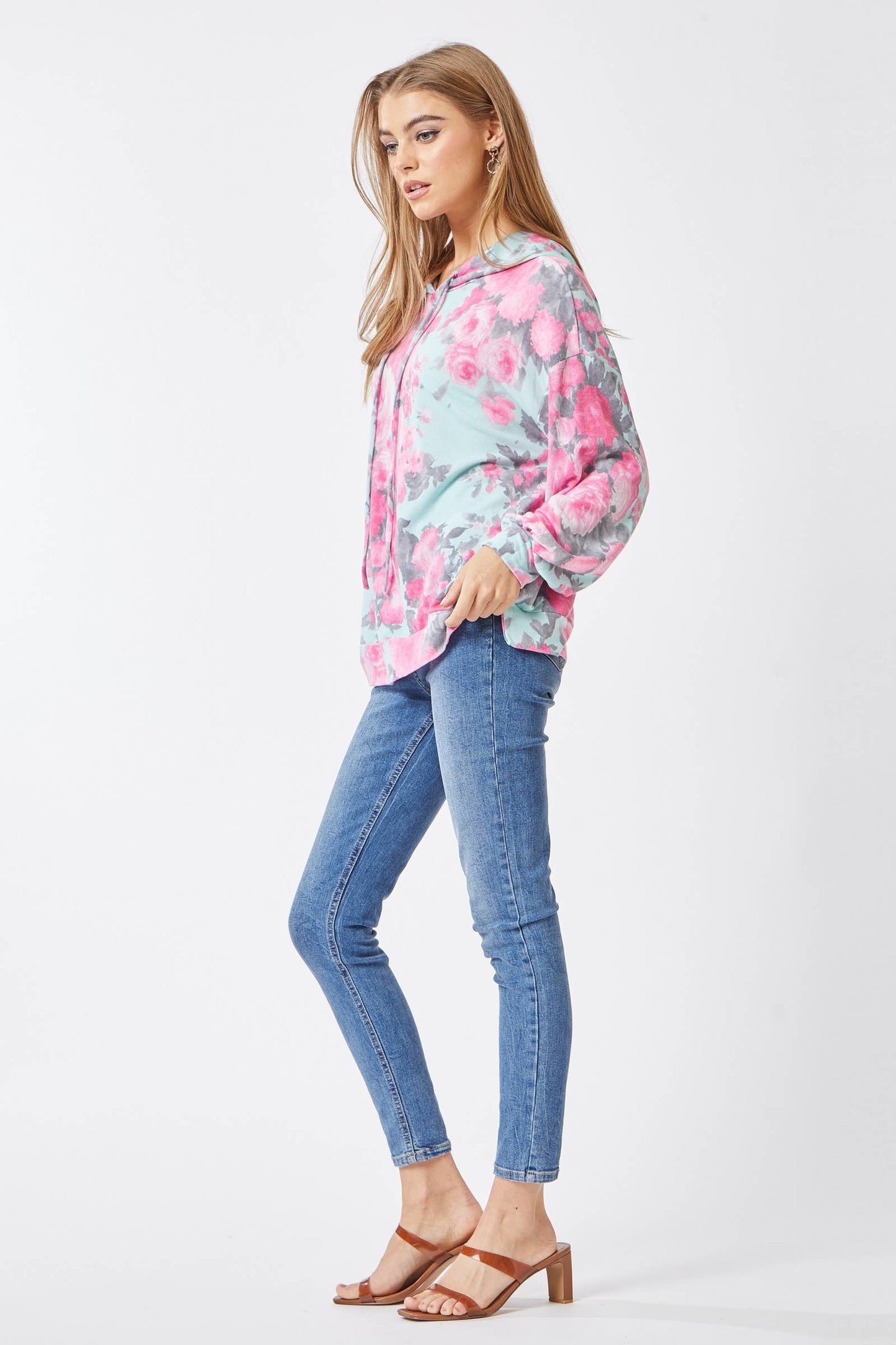 Mint & Pink Floral Hoodie