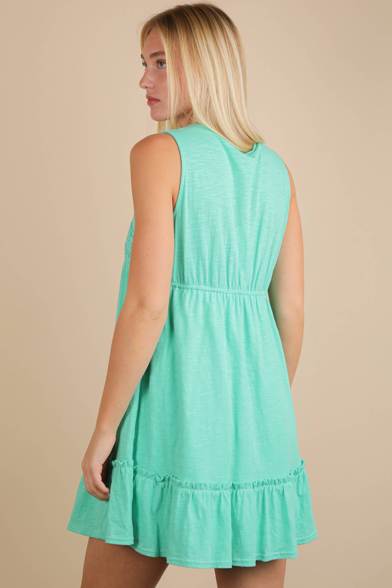 V-Neck Knit Mini Dress
