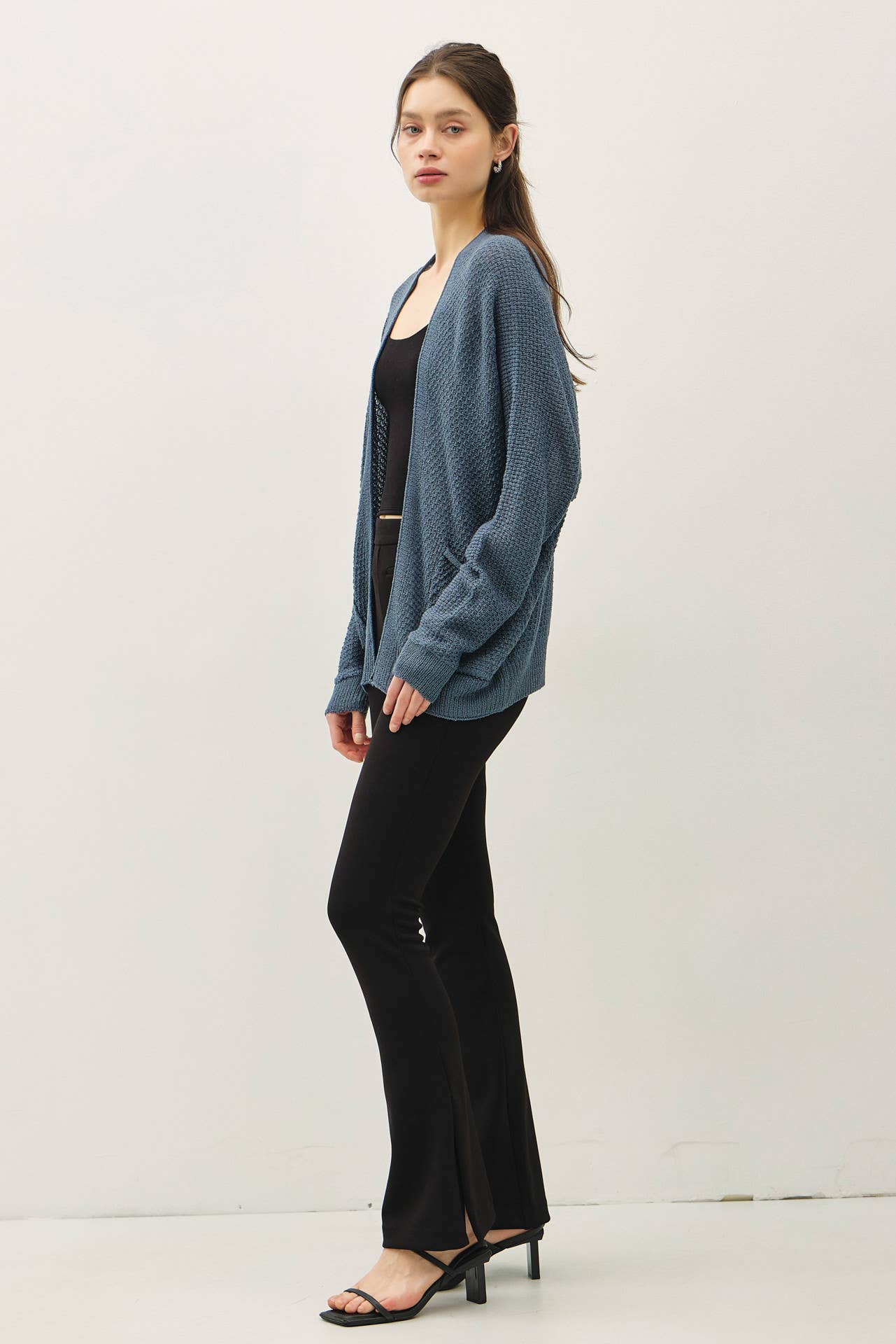 Open-Front Crochet Knit Cardigan