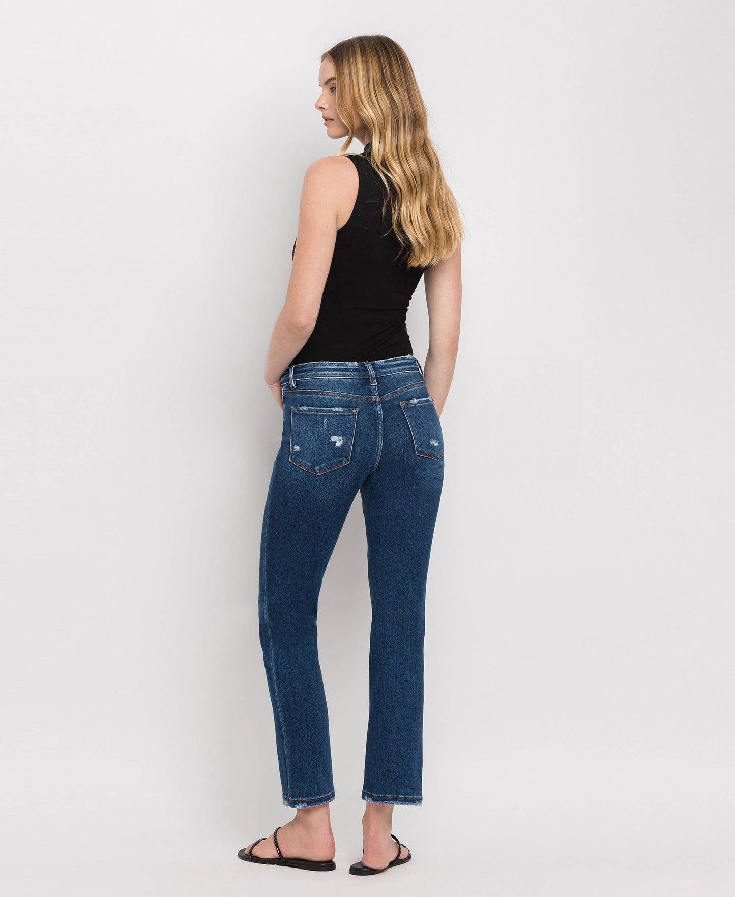MID RISE ANKLE SLIM STRAIGHT JEANS