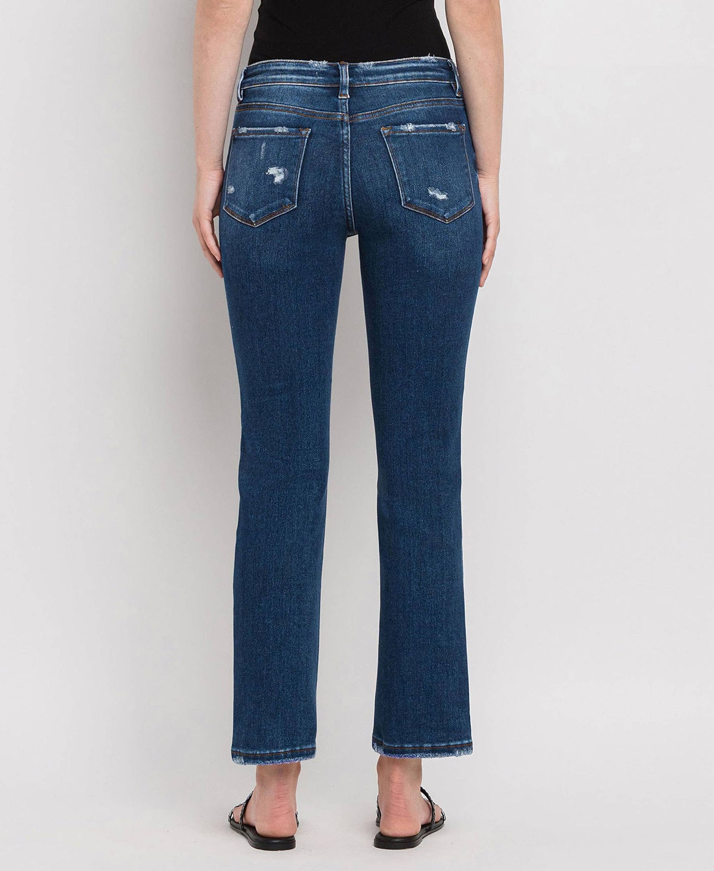 MID RISE ANKLE SLIM STRAIGHT JEANS