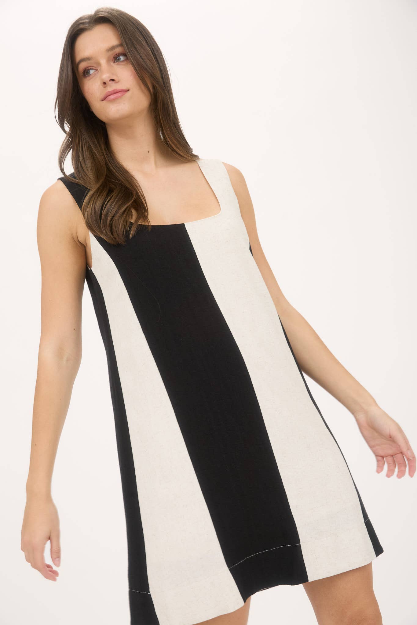 Sleeveless Wide Stripe Mini Dress