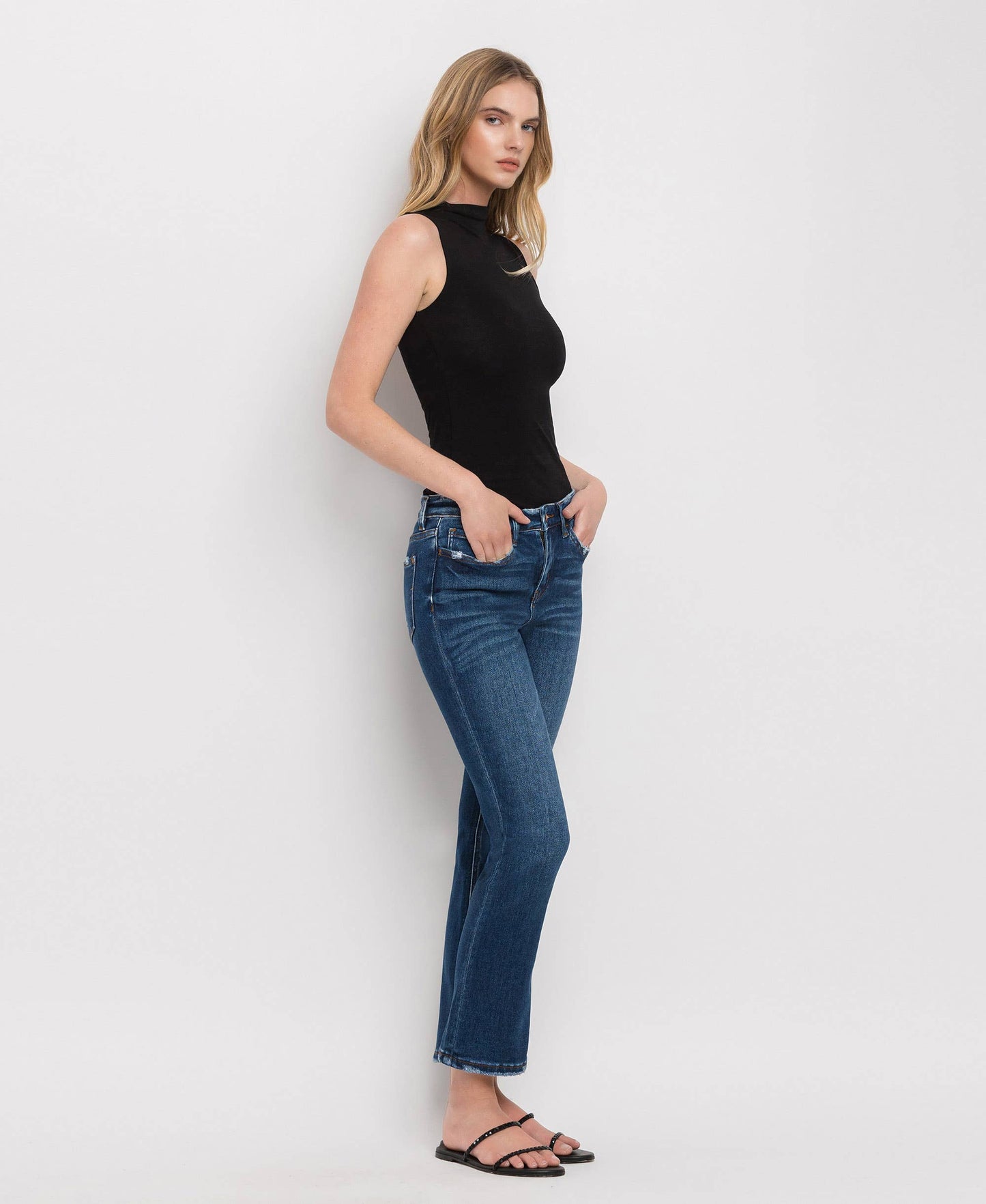 MID RISE ANKLE SLIM STRAIGHT JEANS