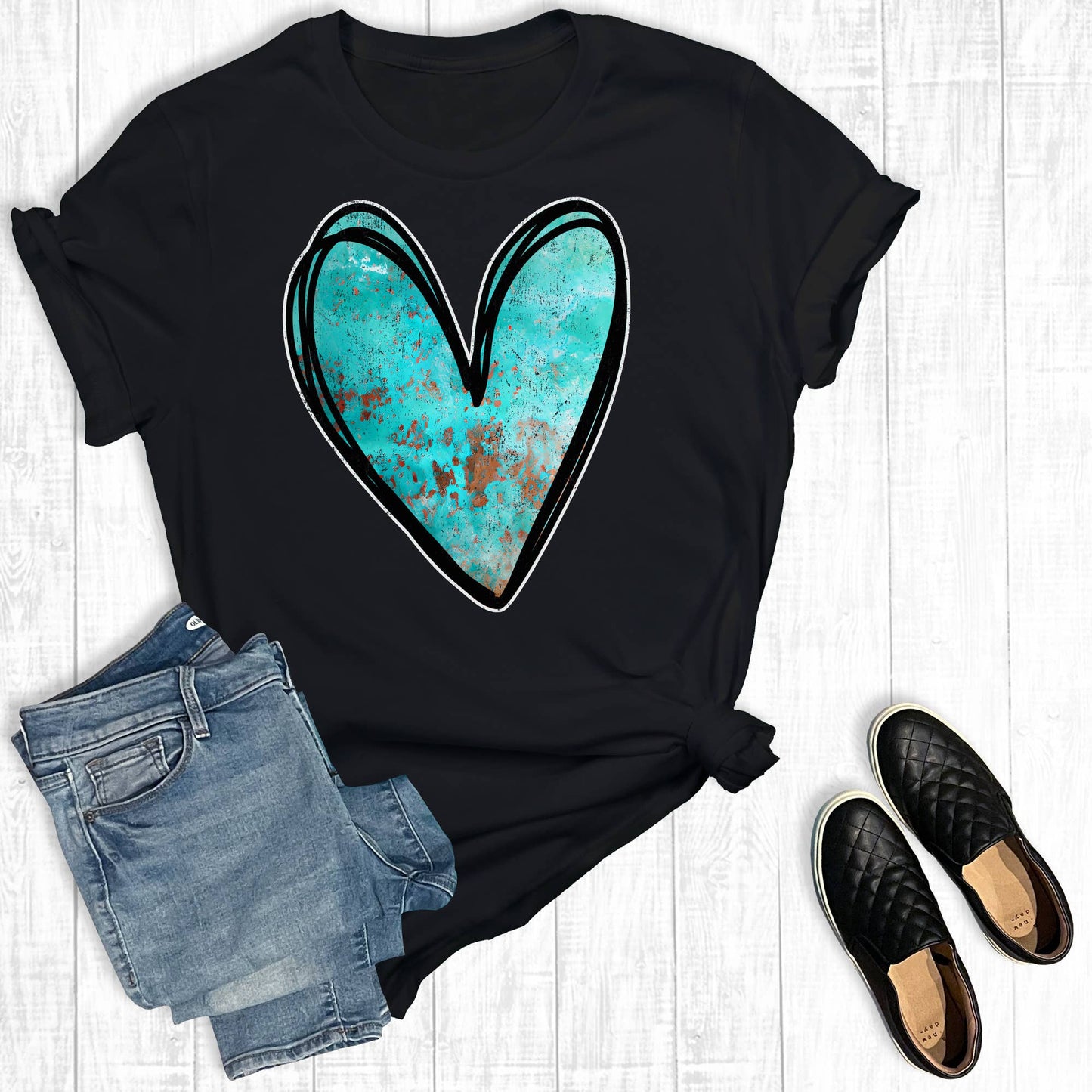 Turquoise Heart Graphic Tee