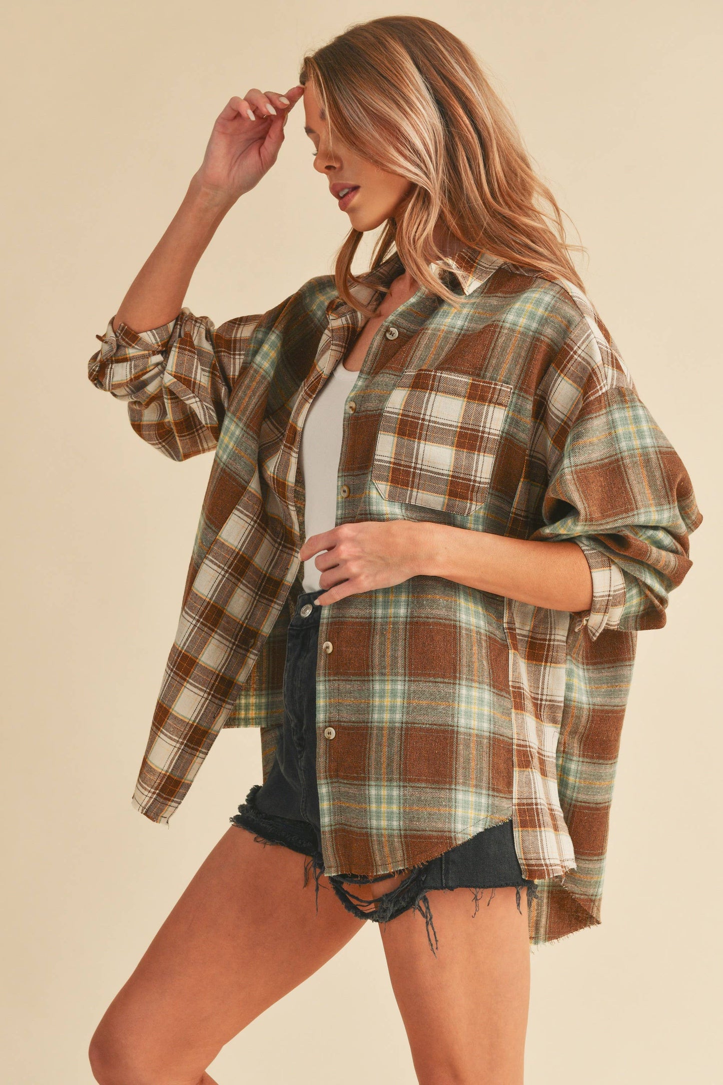 Spliced Patchwork Oversized Flannel Shirt