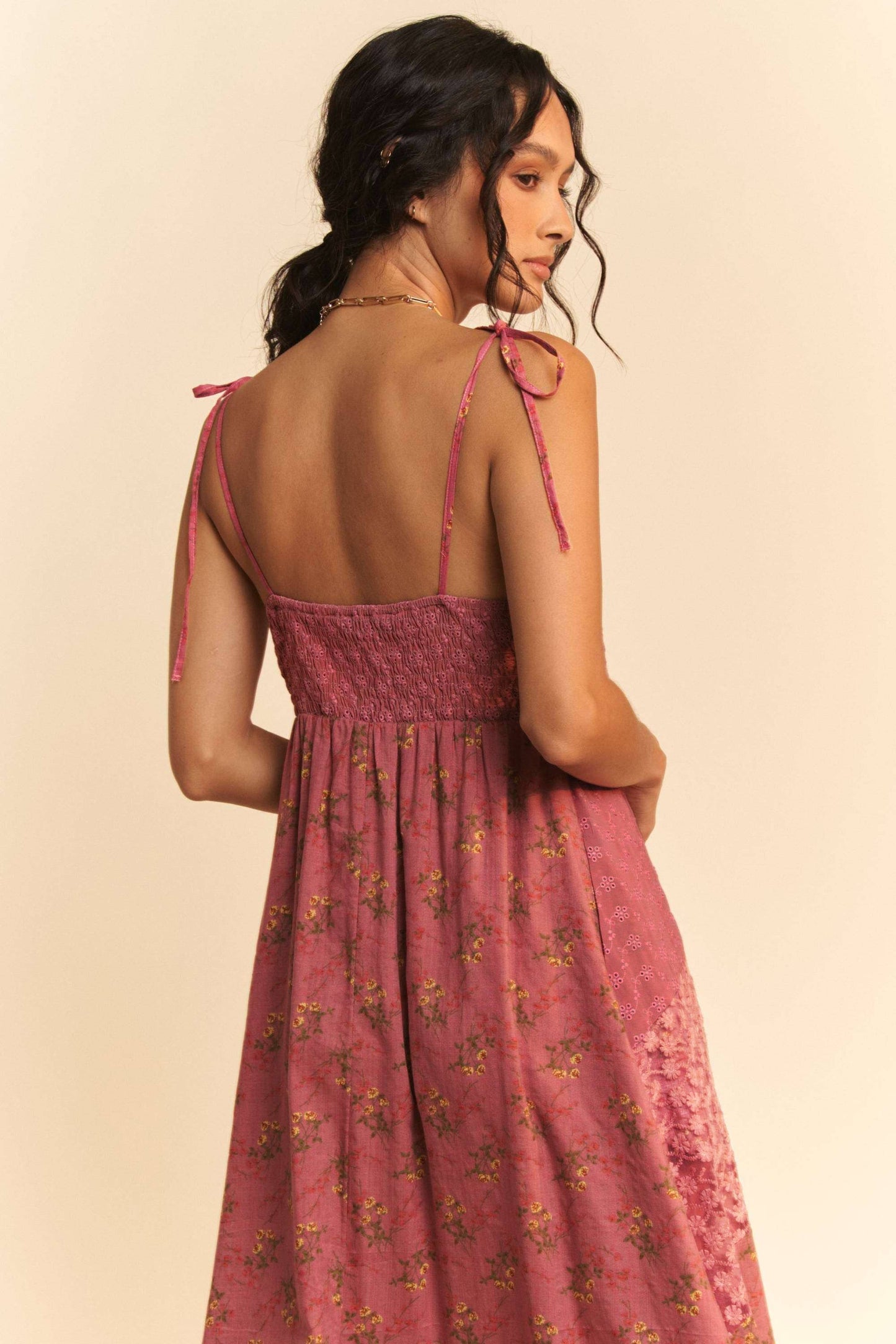 Floral Lace Fabric Patchwork Maxi Dress