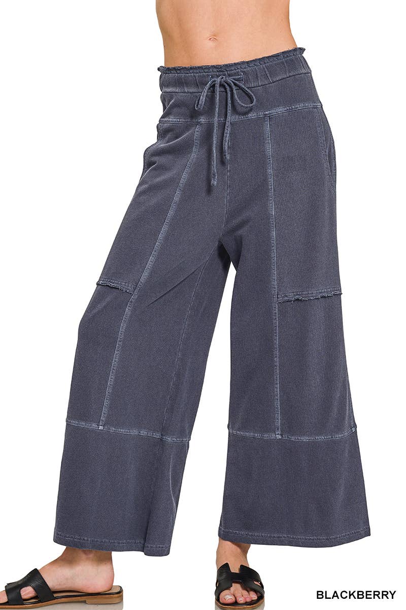 Washed & Ready Navy Wide Leg Pants