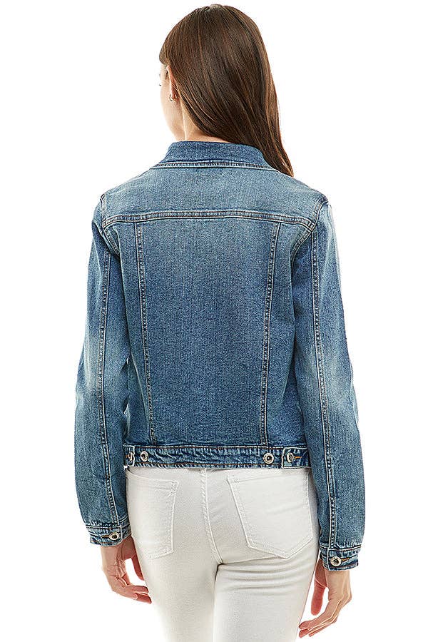 Cotton Blend Stretch Denim Jacket