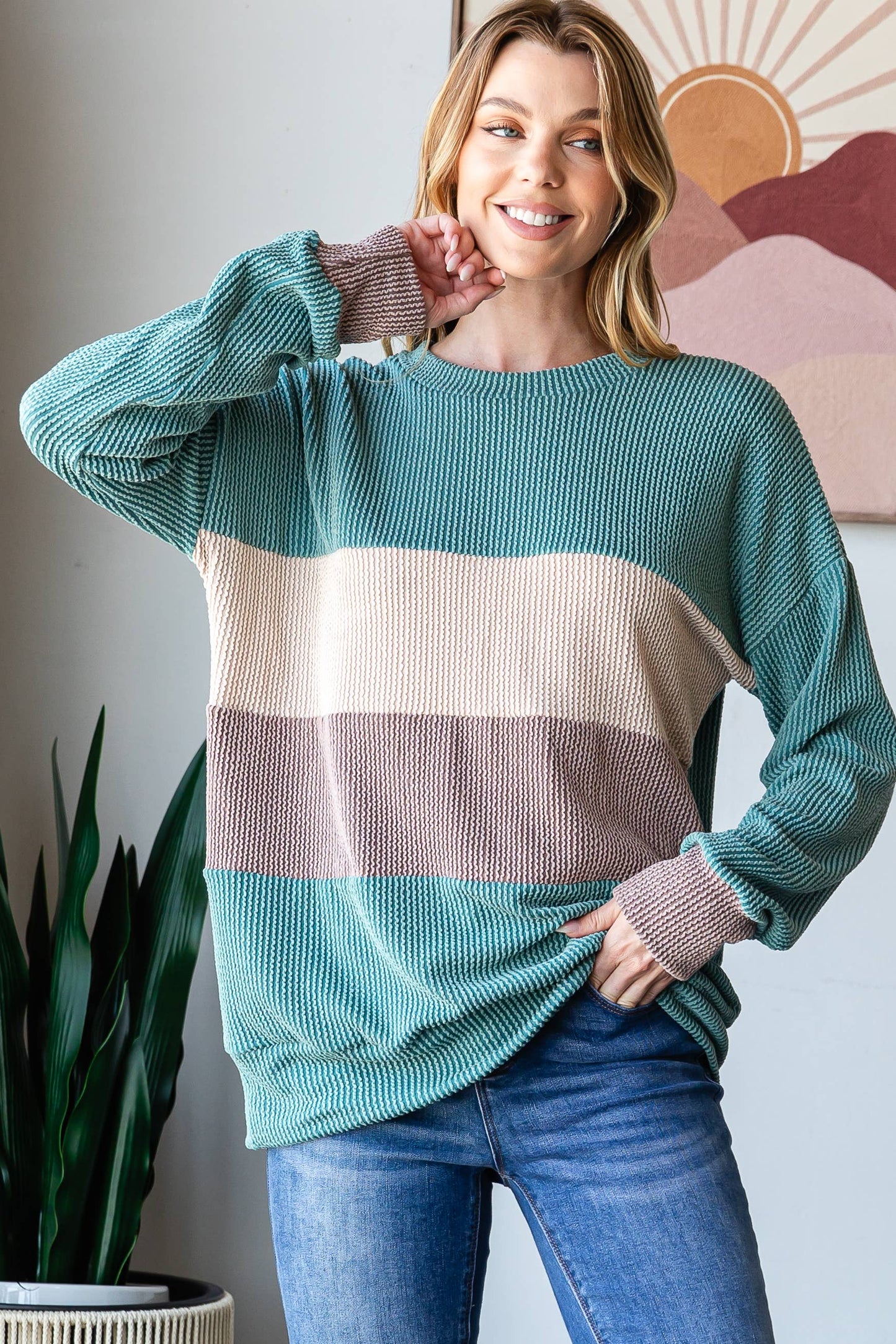 Ribbed Colorblock Top