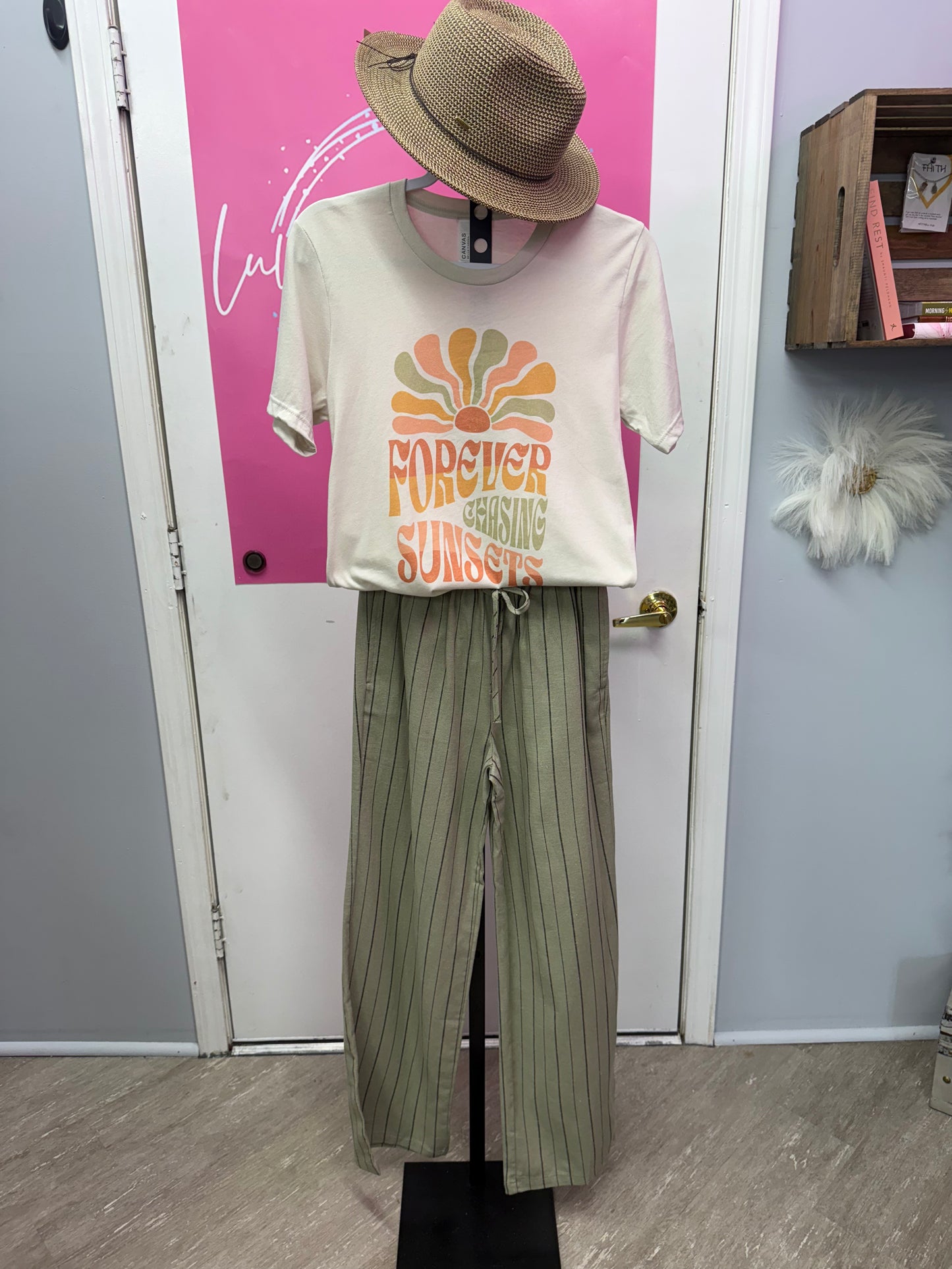 Wide Stripe Linen Pant