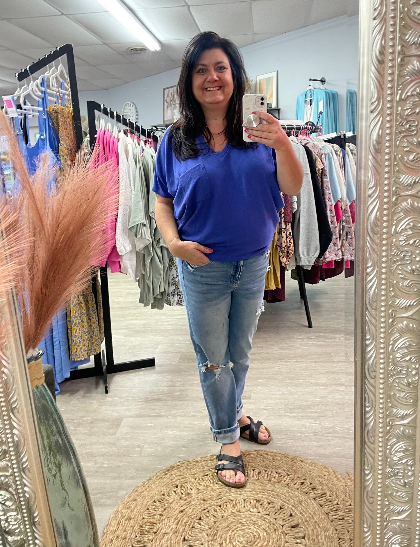 Loose V Neck Dolman Top