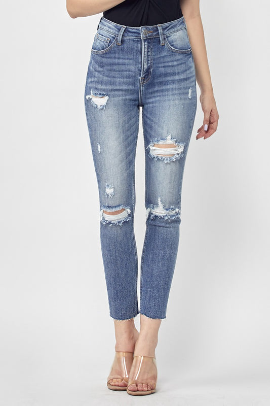 Risen High Rise Distressed Relax Skinny Jean