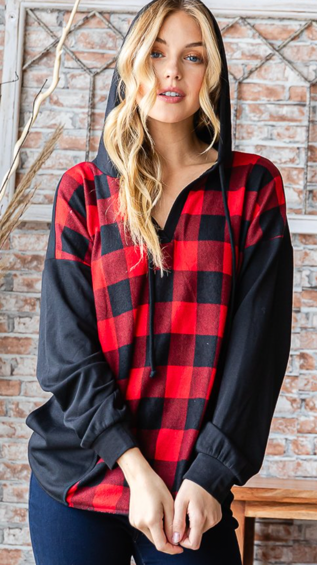 Buffalo plaid hoodie women's hotsell