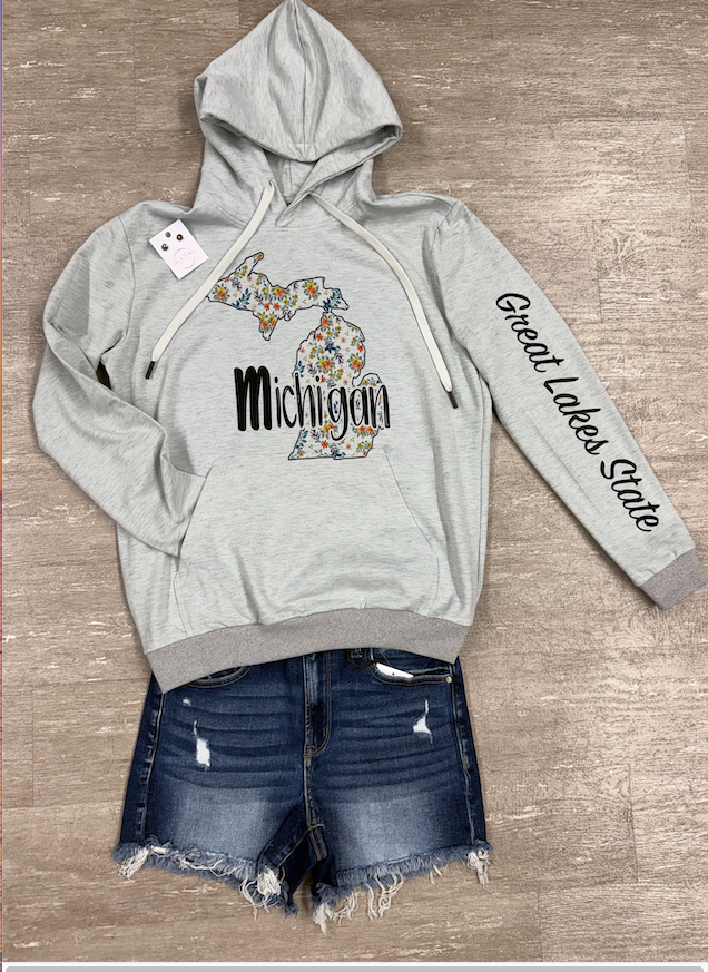 Floral Michigan Hoodie – Great Lakes State Edition