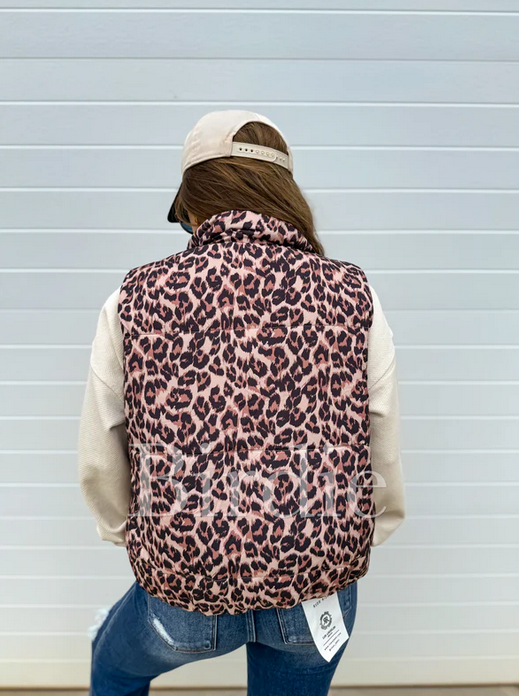 Leopard Puffer Vest