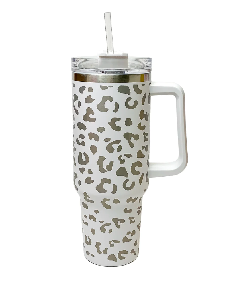 40 oz Leopard Print Tumbler with Handle