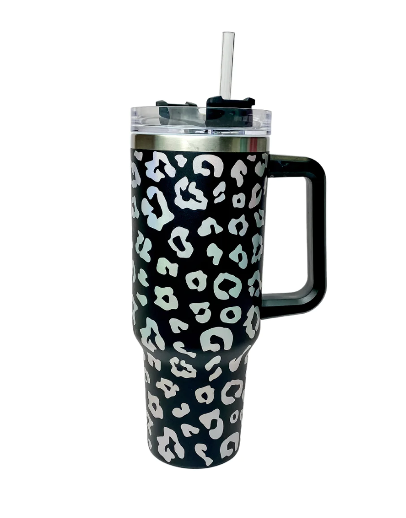 40 oz Leopard Print Tumbler with Handle