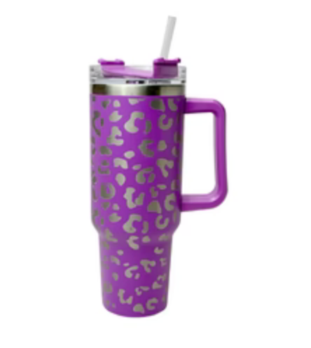 40 oz Leopard Print Tumbler with Handle
