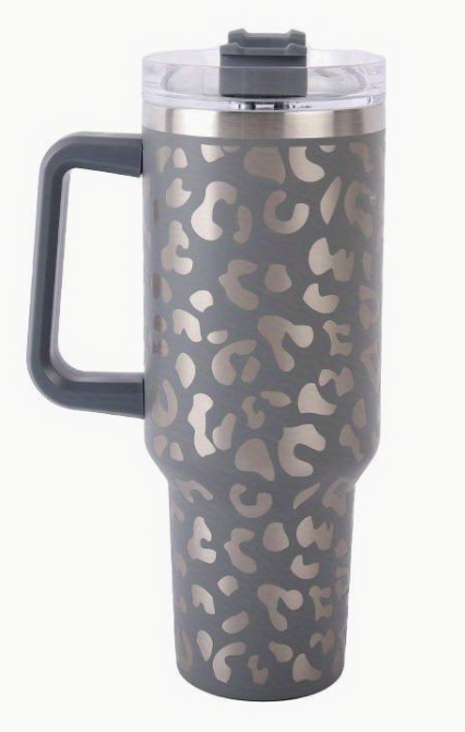 40 oz Leopard Print Tumbler with Handle
