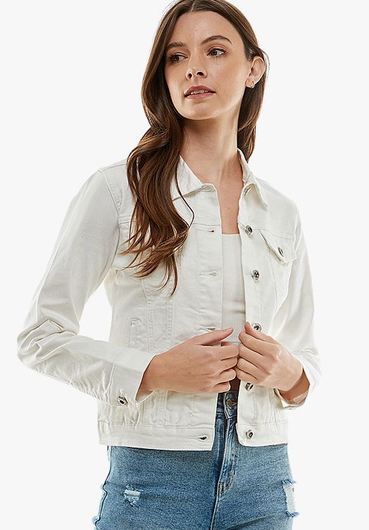 White Stretch Denim Jacket