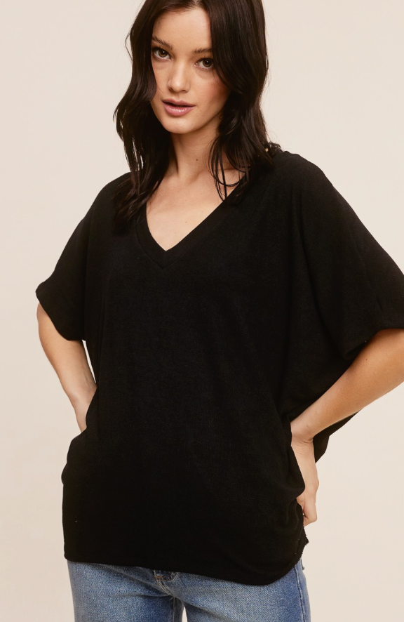 Loose V Neck Dolman Top