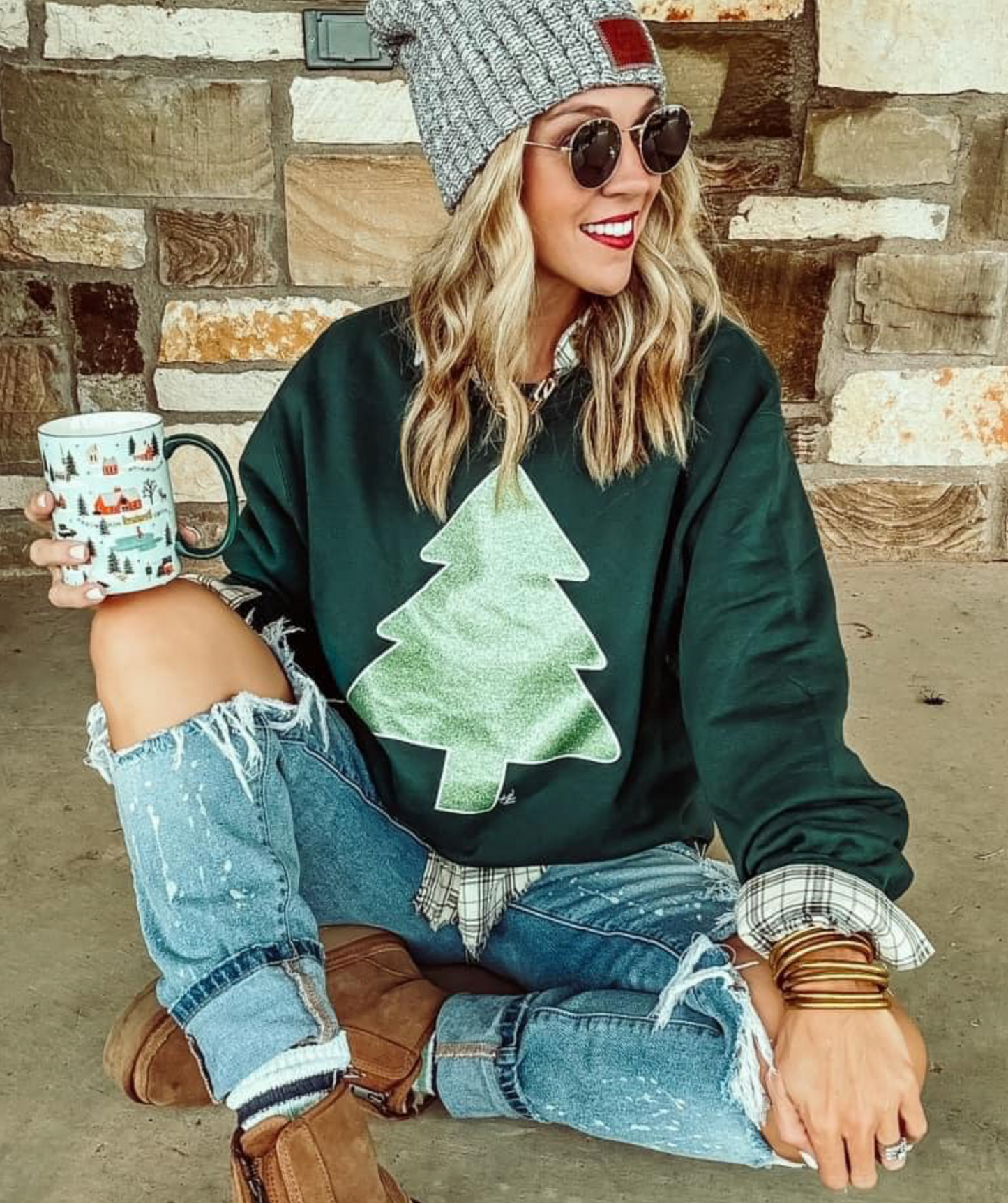 Green Glitter Tree Sweatshirt