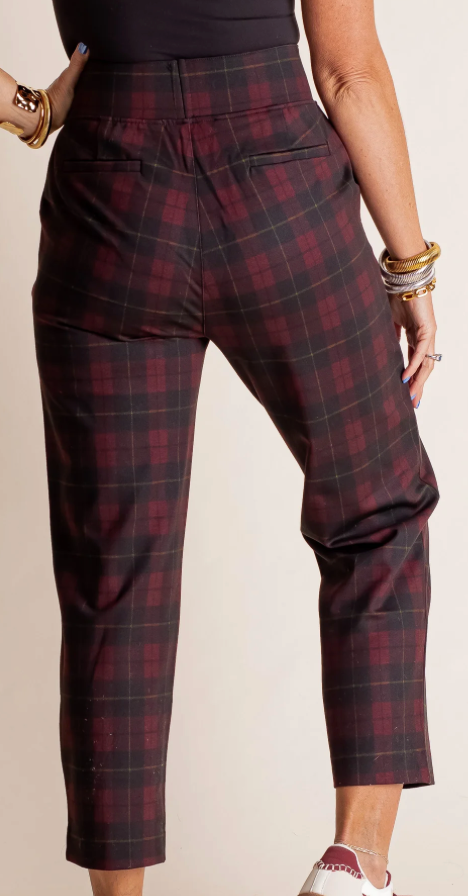 Plaid Pull On Stretch Dress Pants