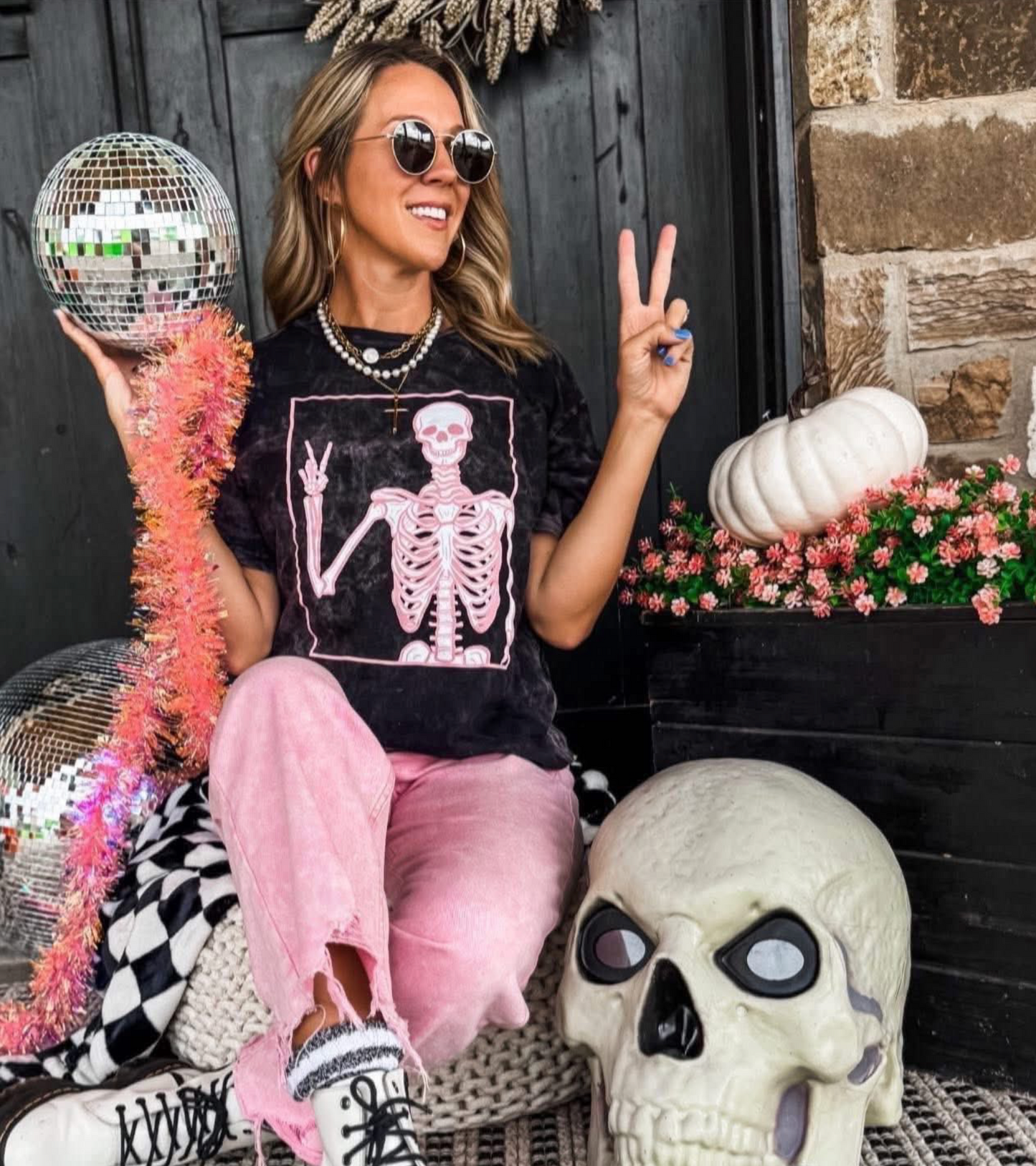 ☠️ Peace Skelly Mineral Wash Tee