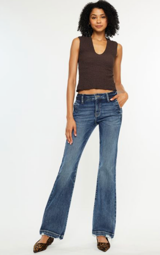 ✨ Mid Rise Boot Cut Jeans – Dark Wash ✨