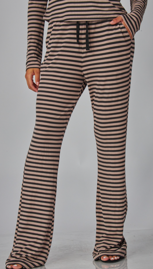 Soft Modal Striped Pants with Drawstring