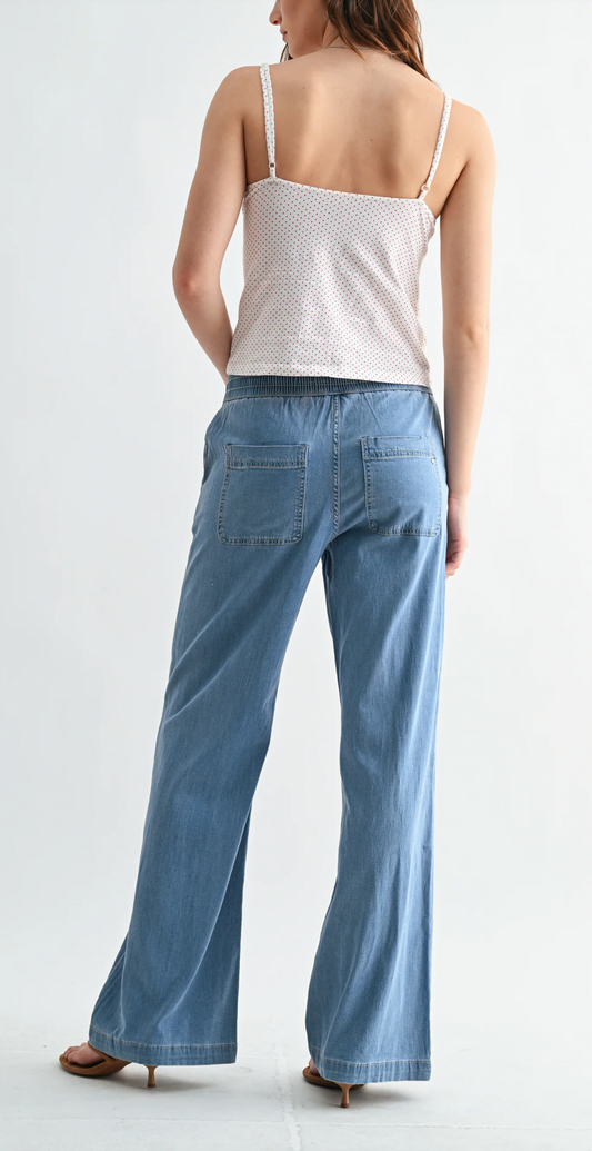High-Rise Wide Leg Pull-On Denim