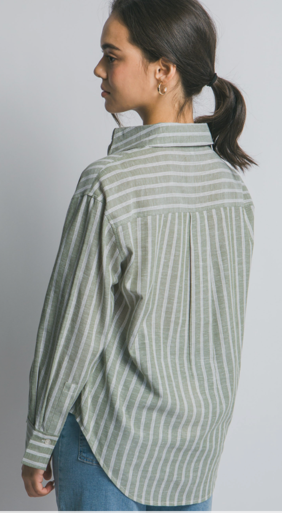 Oversized Button Down Stripe Shirt
