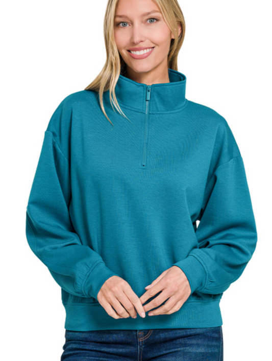Teal Me More Half Zip Pullover