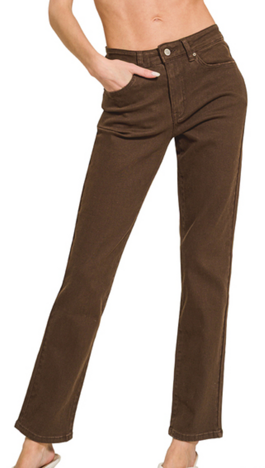 Dark Chocolate Straight Leg Jeans