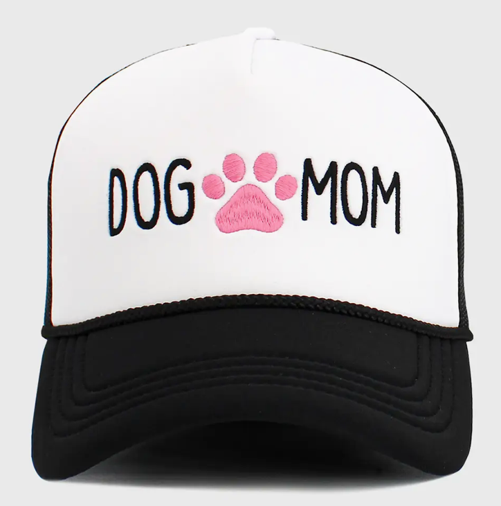 Dog Mom Embroidered Mesh Back Trucker Hat