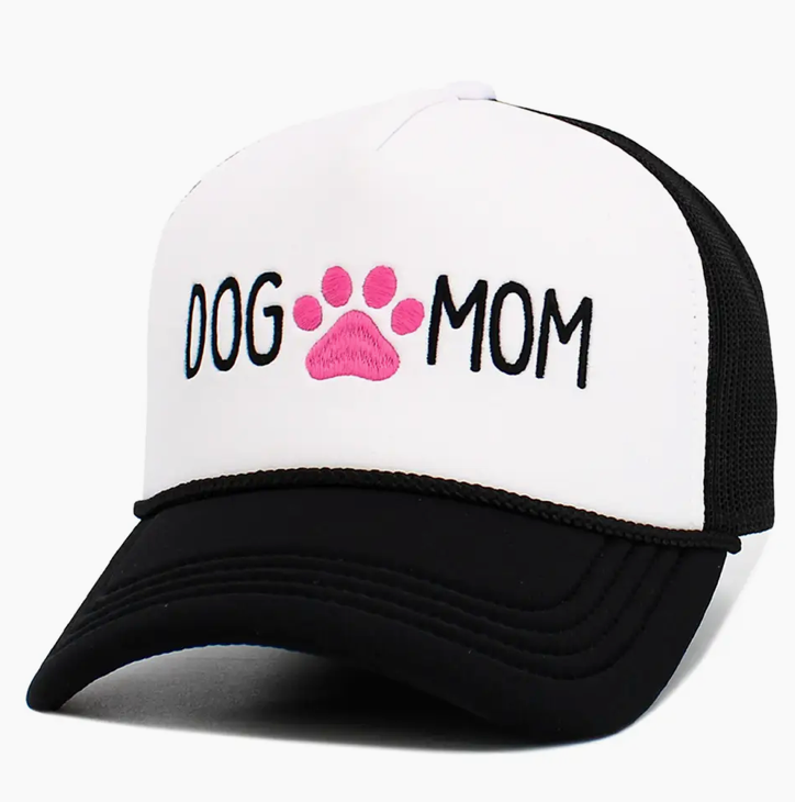 Dog Mom Embroidered Mesh Back Trucker Hat