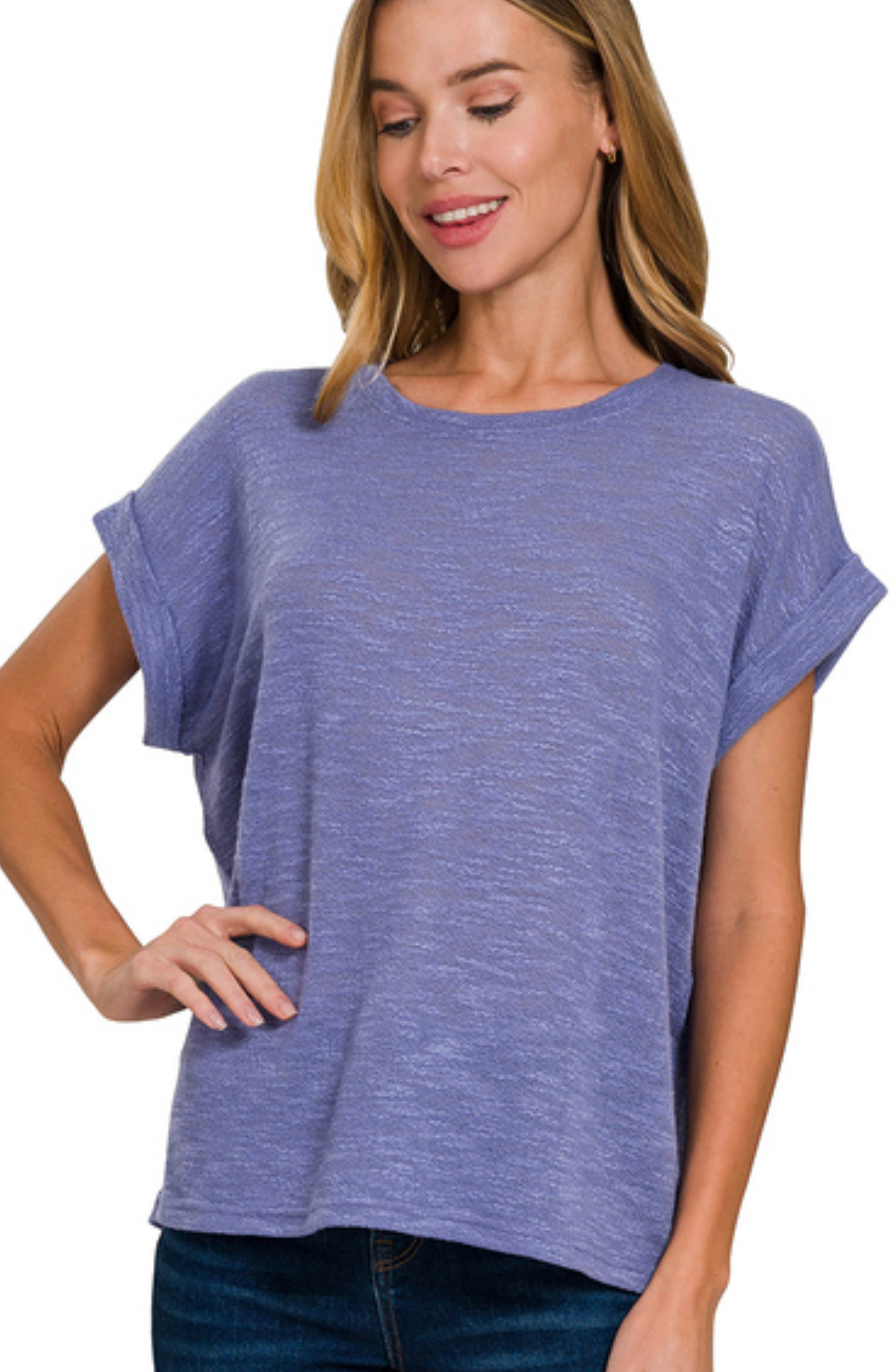 Hacci Slub Rolled Up Sleeve Tee