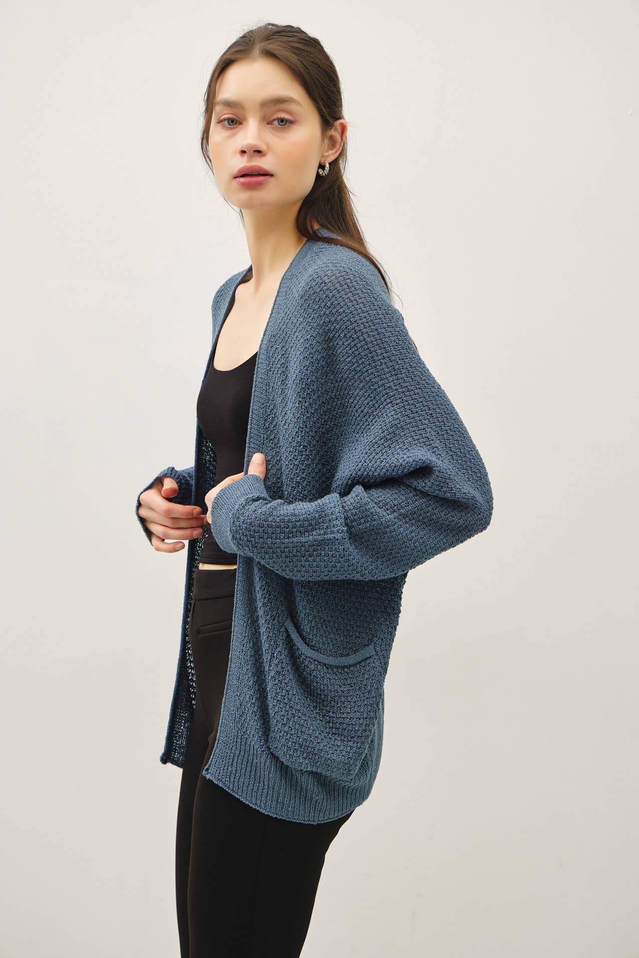 Open-Front Crochet Knit Cardigan