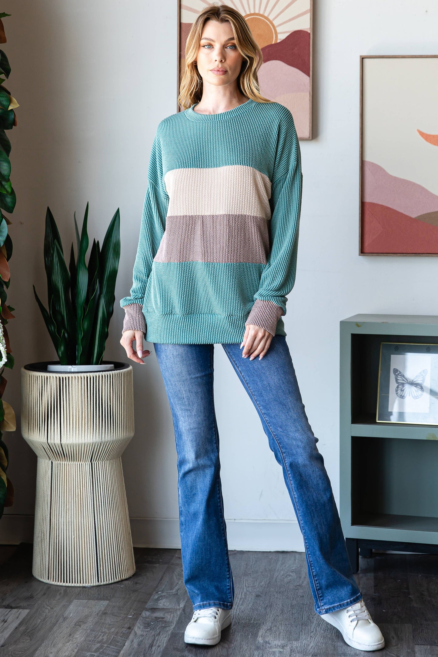 Ribbed Colorblock Top