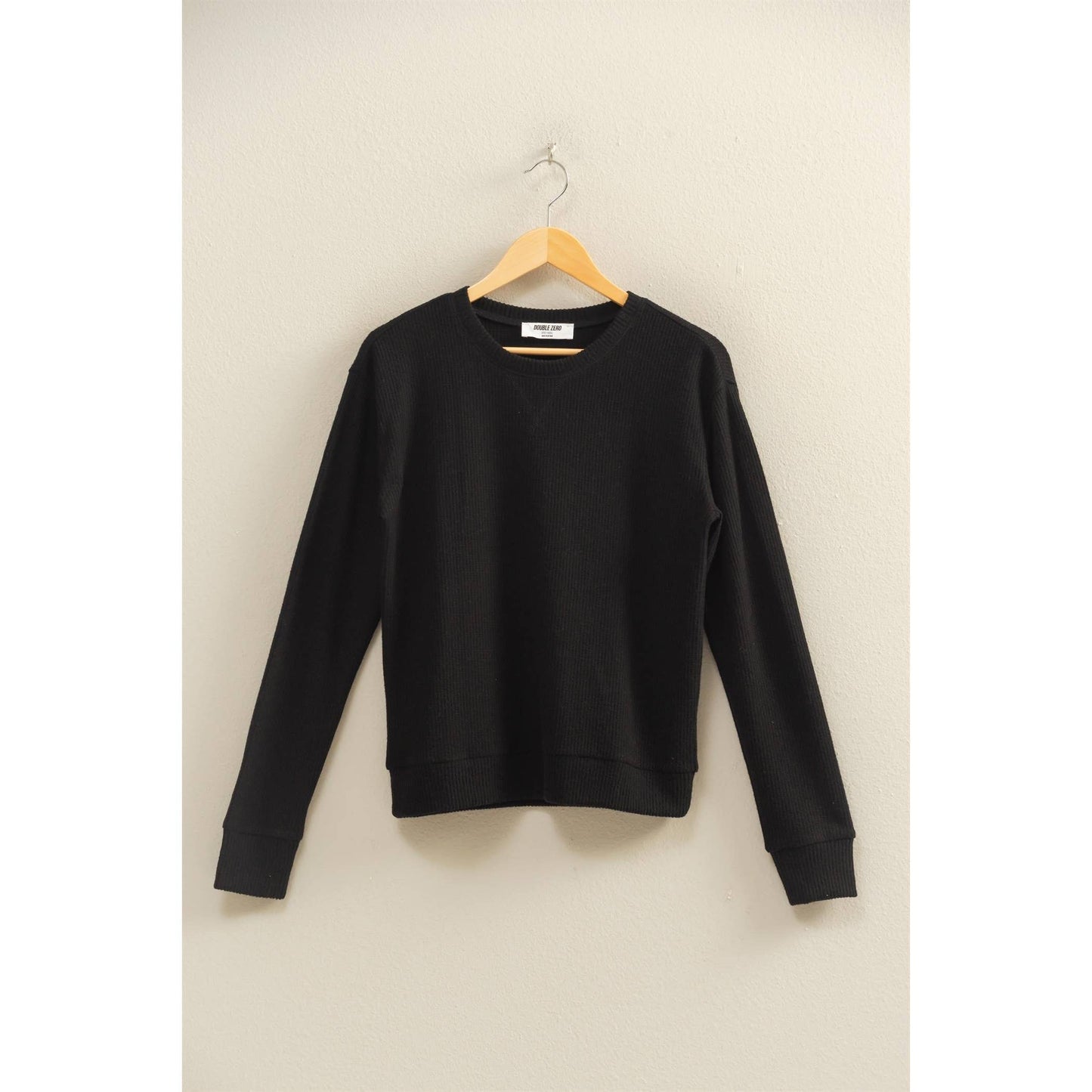 Brushed Waffle Knit Long Sleeve Top