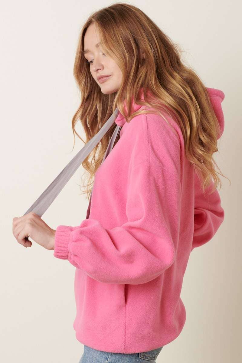 Hot Pink Fleece Hoodie