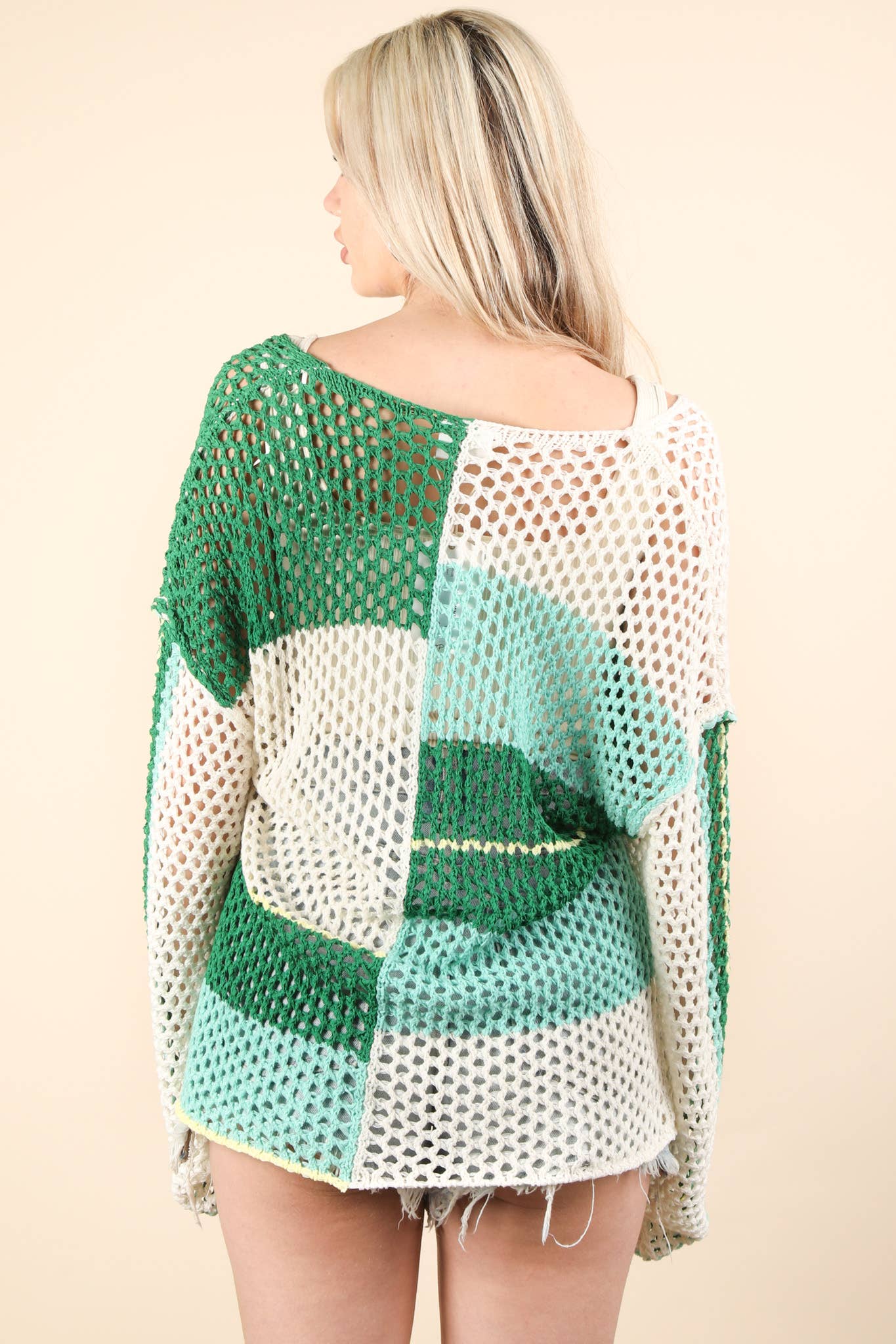 Color Block Oversized Summer Knit Sweater Top