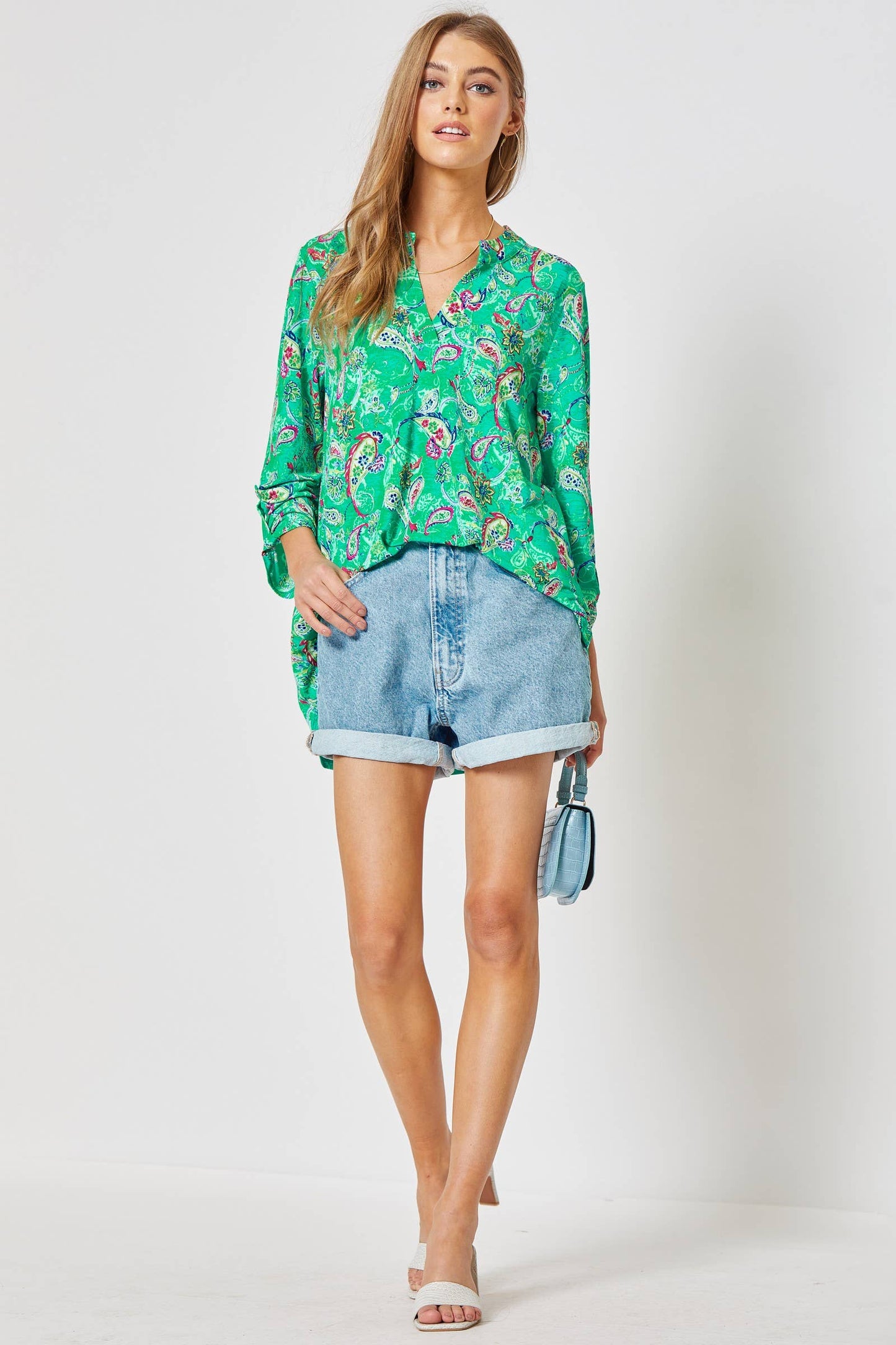 Paisley Emerald 3/4 Sleeve Top