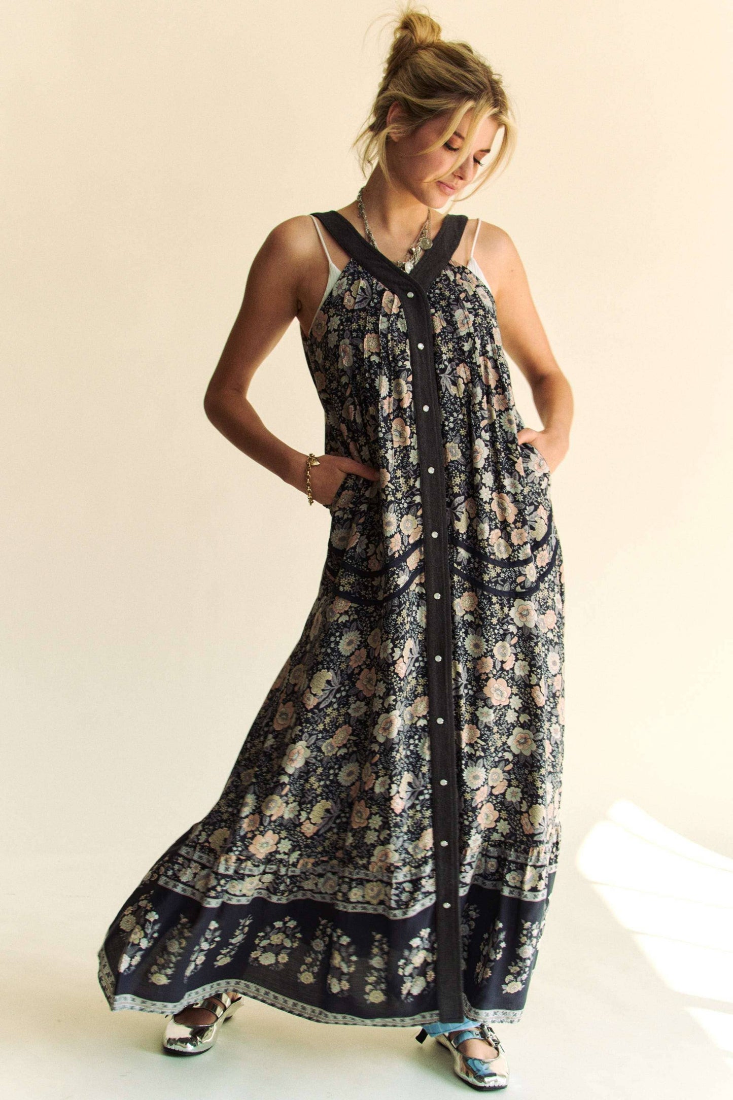 Mixed Floral Border Print Maxi Dress – Wear 3 Ways!