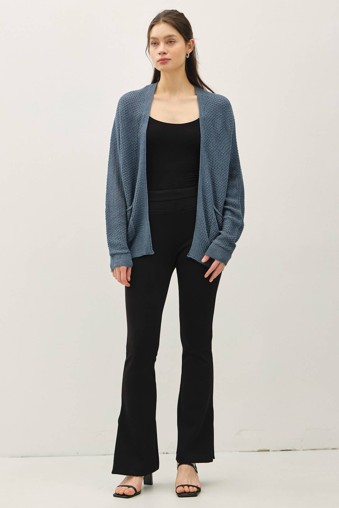 Open-Front Crochet Knit Cardigan