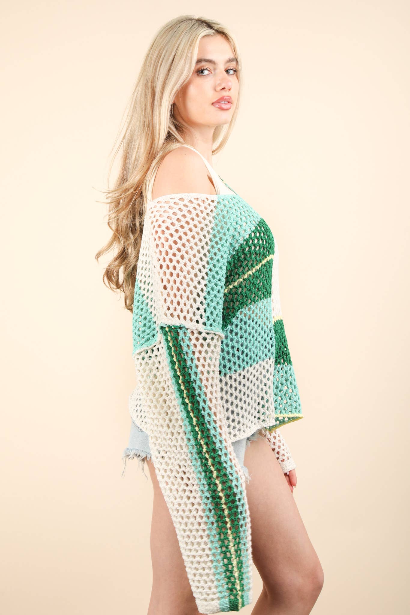 Color Block Oversized Summer Knit Sweater Top