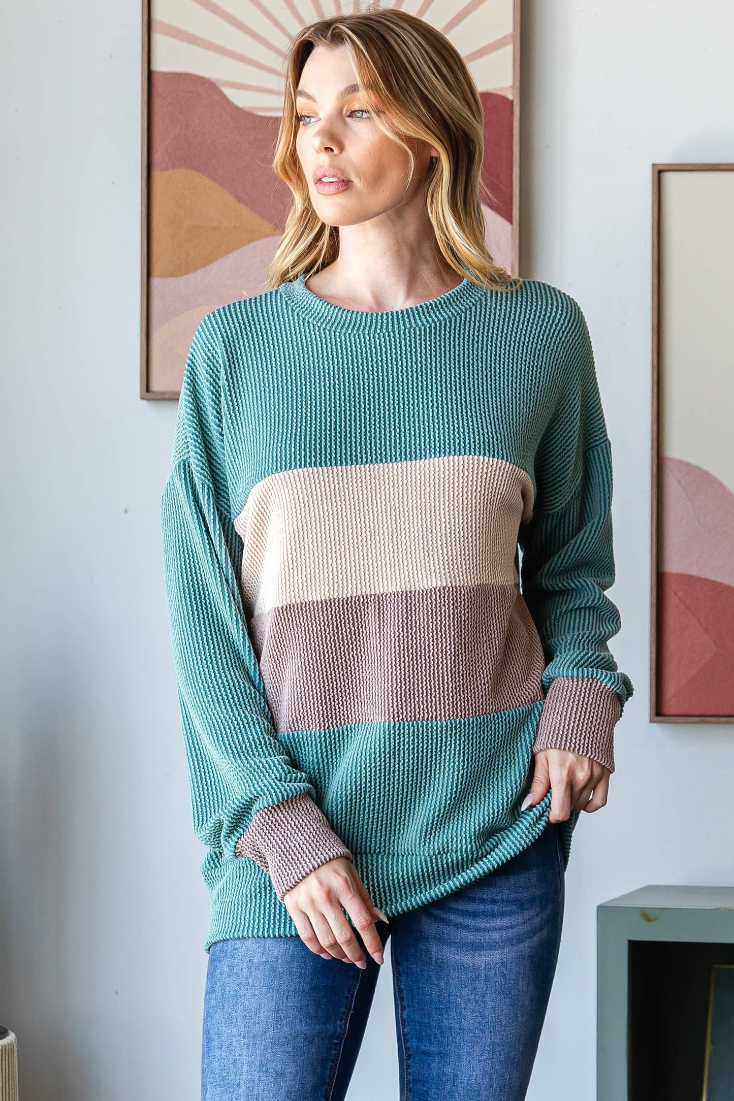 Ribbed Colorblock Top
